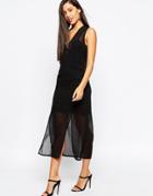 Asos City Maxi Dress With Column Split - Black