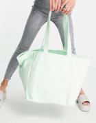 Asos Design Tote Bag In Mint Terrycloth-blues