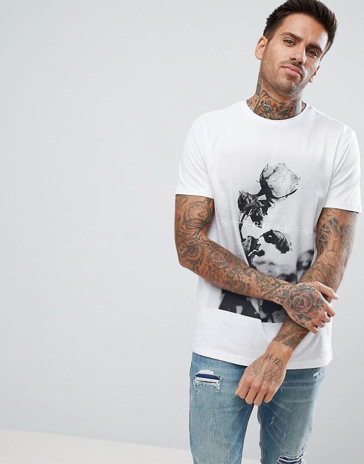 New Look T-shirt With No Regrets Rose Print In White - White