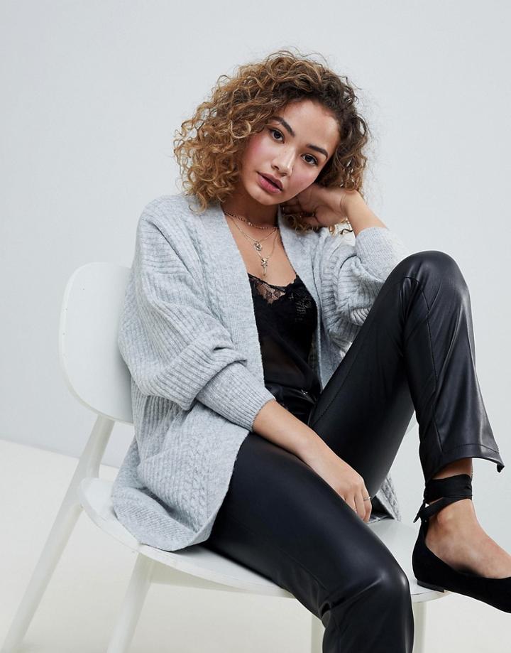 Miss Selfridge Longline Cardigan In Gray - Gray