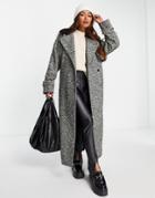 & Other Stories Wool Belted Long Trench Coat In Salt And Pepper-gray