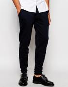 Asos Skinny Joggers With Button Fly Detail - True Navy