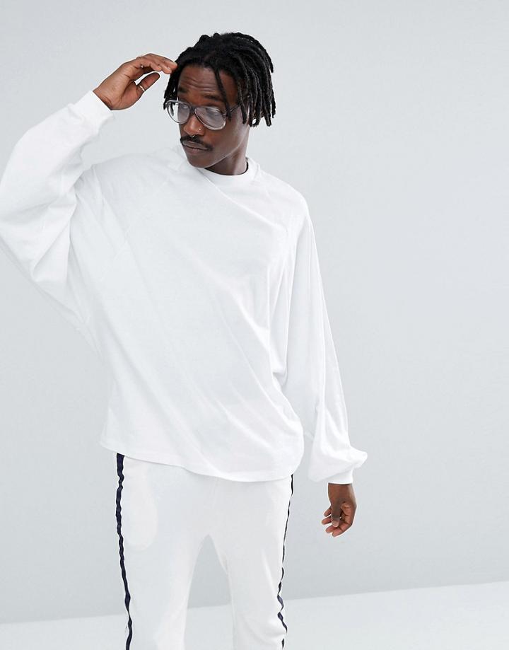 Asos Oversized Long-sleeve T-shirt With Extreme Bellow Sleeves In White - White