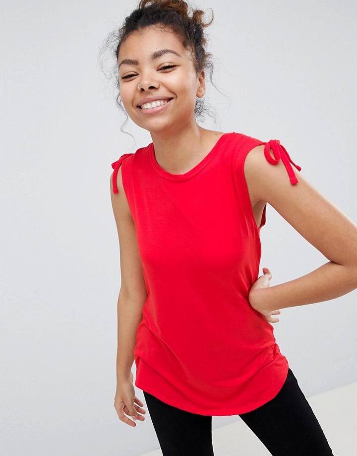 Brave Soul Suzy Tank With Drawstring Shoulder - Red