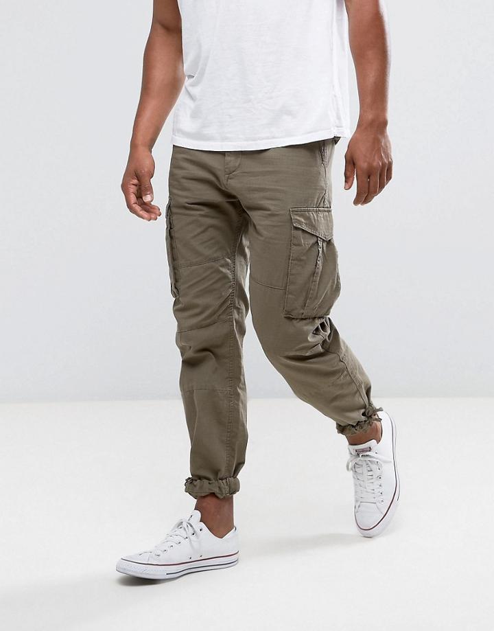 Jack & Jones Intelligence Cargo Pant In Ripstop Fabric - Green