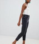 Asos Design Petite Farleigh High Waisted Slim Mom Jeans In Washed Black