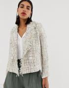 Vero Moda Double Breasted Boucle Jacket - Pink