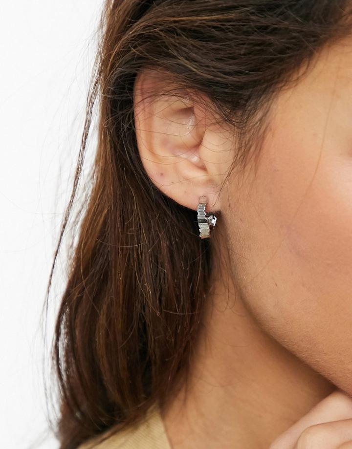 Whistles Textured Hoop Earrings In Silver-grey