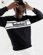 Timberland Chest Stripe Logo Sweatshirt In Black - Black