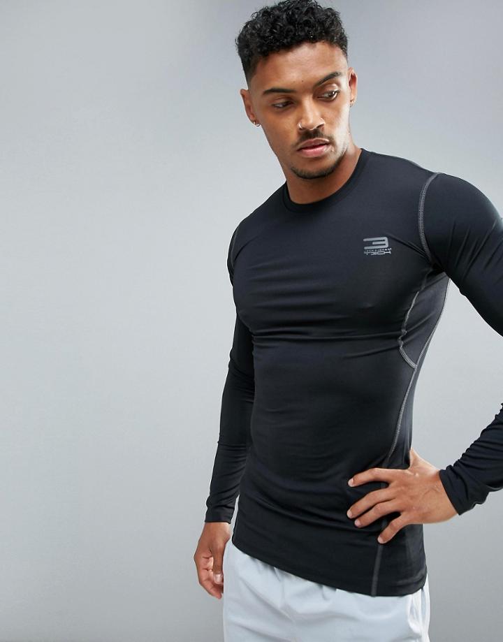 Jack & Jones Tech Long Sleeve Training Compression Top - Black