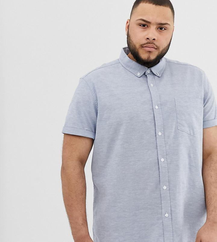 Asos Design Plus Skinny Fit Oxford Shirt In Blue - Blue