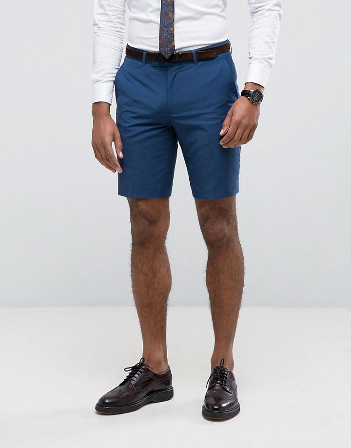 Farah Skinny Shorts In Blue - Blue