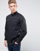 Jack & Jones Core Shirt With Military Pocket And Webbing In Slim Fit - Black