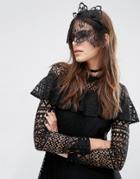 Asos Halloween Lace Crown And Veil Headband - Black