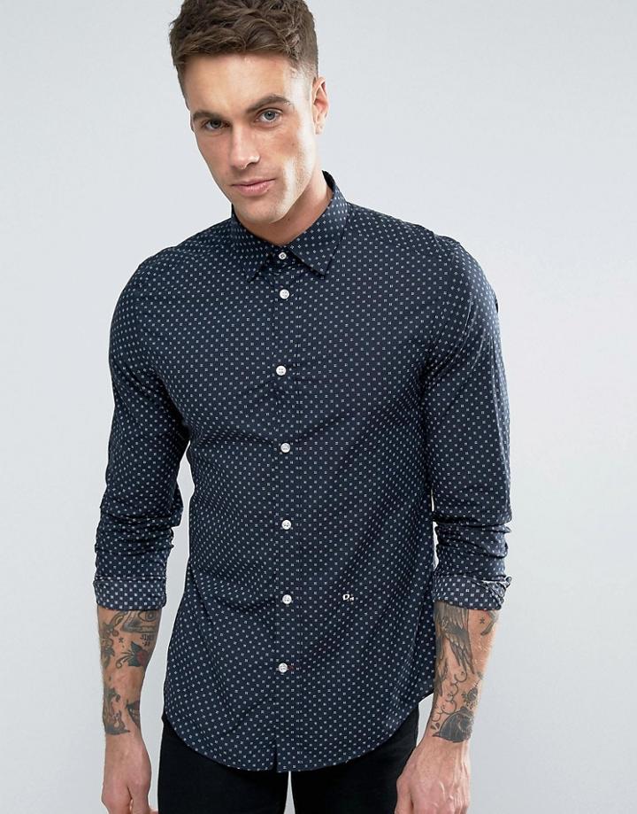 Diesel S-blanca Slim Fit Small Floral Shirt - Navy