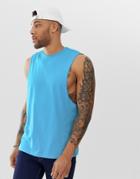 Asos Design Organic Relaxed Sleeveless T-shirt With Dropped Armhole In Blue