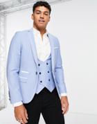 Twisted Tailor Livingston Skinny Suit Jacket In Light Blue-blues
