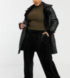 Native Youth Plus Relaxed Wide Leg Pants In Black Velvet
