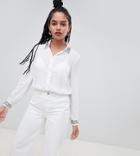 Miss Selfridge Embellished Collar Shirt In White