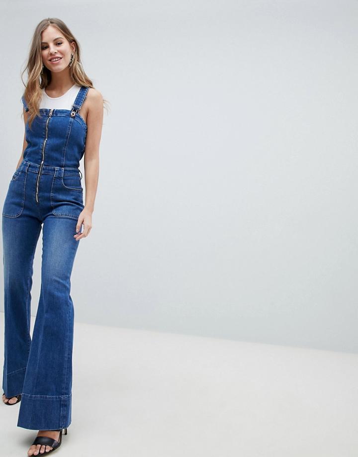 Diesel Zip Through Denim Jumpsuit - Blue