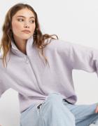 Asos Design Sweater With Zip Front And Wide Sleeves In Lilac-purple
