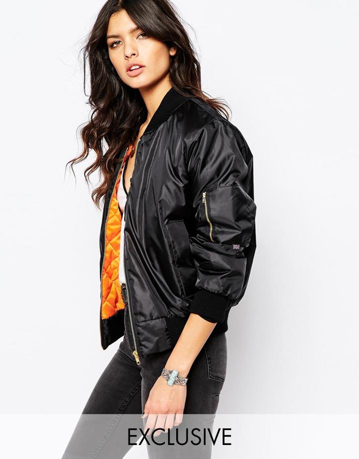 Reclaimed Vintage Retro Ma1 Bomber Jacket - Black