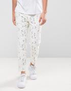 Asos Skinny Cropped Beach Print Lightweight Pants - White