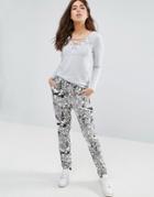 Only Forever Printed Relaxed Pants - Black