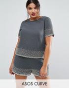 Asos Curve Scatter Embellished Top Co-ord - Black