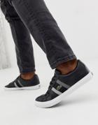 Lacoste Lerond Sneakers With Side Stripe In Black Leather