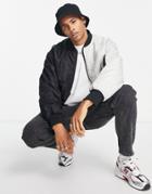 River Island Splice Bomber Jacket In Mono-black