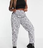 Asos Design Curve High Rise 'original' Mom Jeans In Zebra Print With Elastic Back Waist-multi