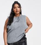 Asos Design Curve Tank With Dropped Armhole In Washed Gray-grey