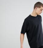 Asos Design Tall Oversized T-shirt With Crew Neck In Black - Black