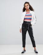 Bershka Faux Leather Pants - Black