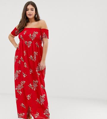 In The Style Plus Floral Bardot Maxi Dress - Multi
