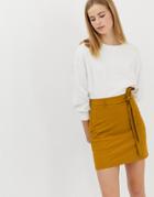 Asos Design Tailored Mini Skirt With Obi Tie-yellow