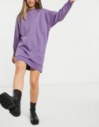 Asos Design Seam Detail Sweatshirt Dress In Purple