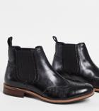 Silver Street Wide Fit Brogue Chelsea Boots In Black Leather