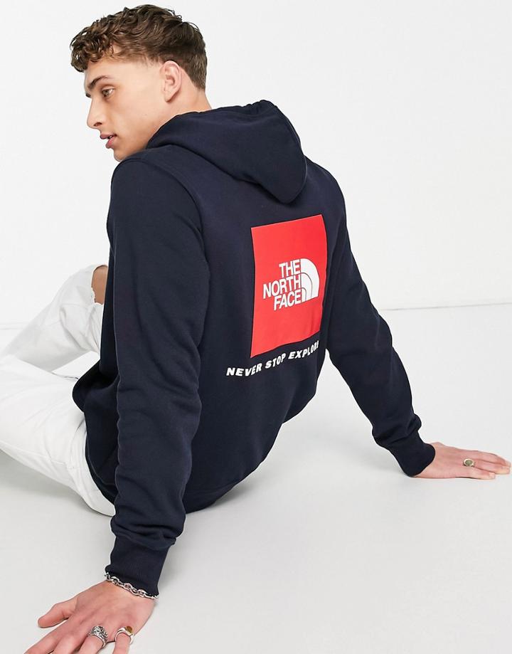 The North Face Red Box Hoodie In Navy