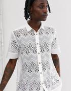 Asos Design Regular Crochet Shirt In White - White