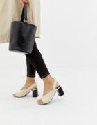 Asos Design Howdy Toe Loop Block Heeled Sandals - Stone