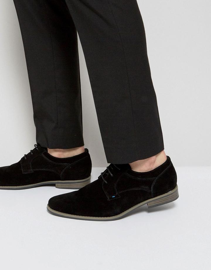River Island Suede Derby Shoes In Black