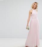 Tfnc High Neck Pleated Maxi Bridesmaid Dress - Pink
