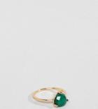 Designb London Semi Precious Emerald Stone Gold Ring - Gold
