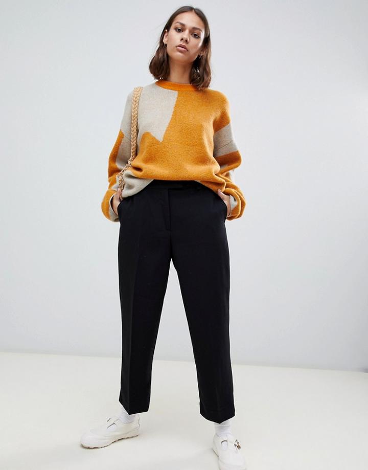 Weekday Straight Leg Tailored Pants - Black