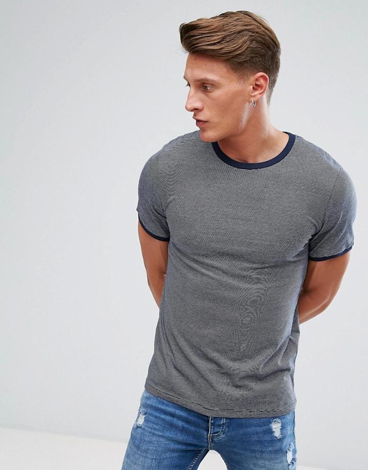Jack & Jones Premium Fine Stripe T-shirt - Navy
