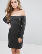 Supertrash Dourney Double Breasted Detail Dress-black