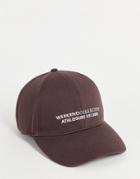 Asos Weekend Collective Baseball Cap With Logo In Brown