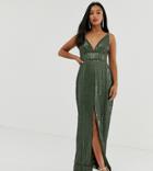 Asos Design Petite Embellished Sequin Maxi Dress With Ladder Trim-orange